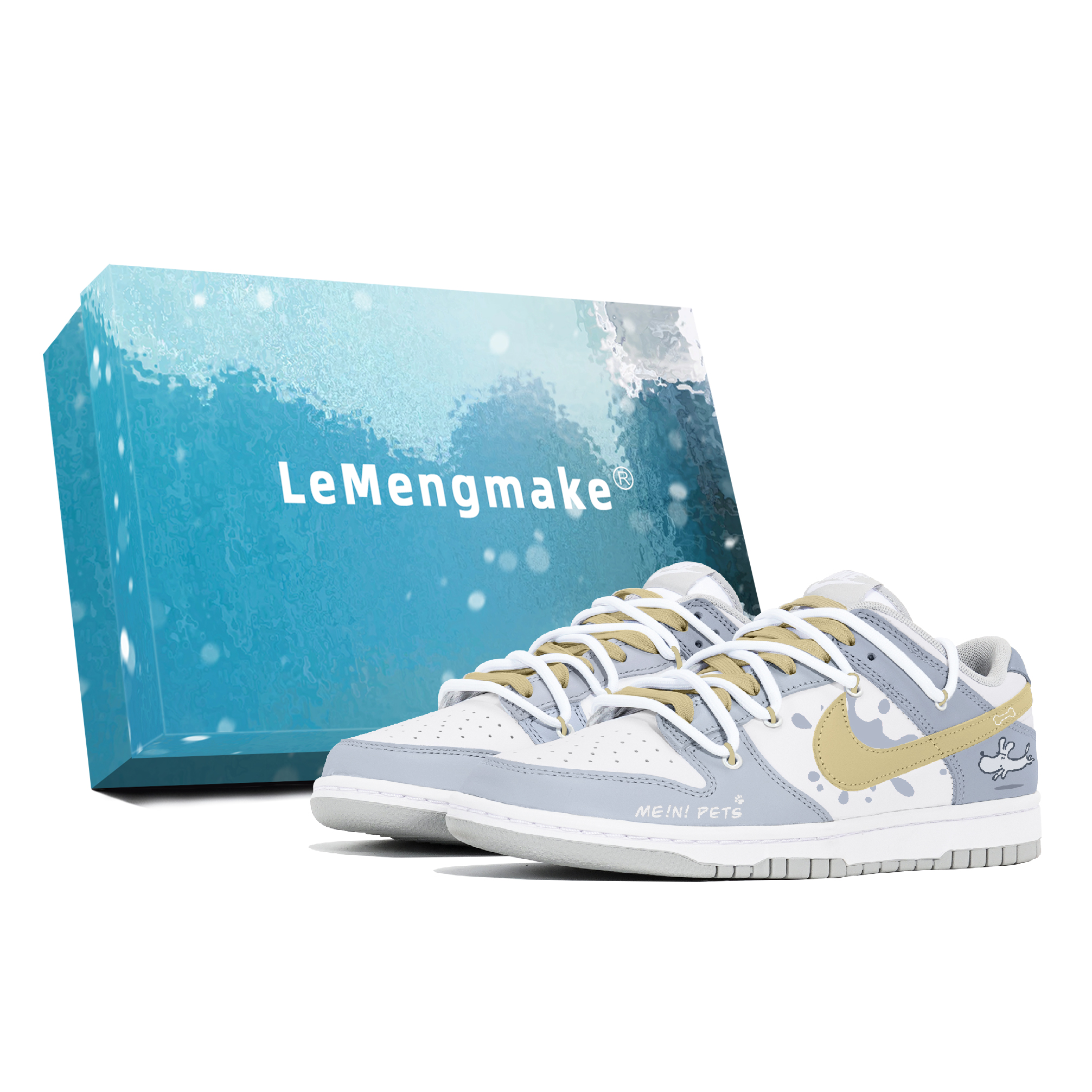 

Nike Кроссовки для скейтбординга Dunk Joy Lemon, износостойкие и нескользящие, с низким верхом, мужские, сине-желтые