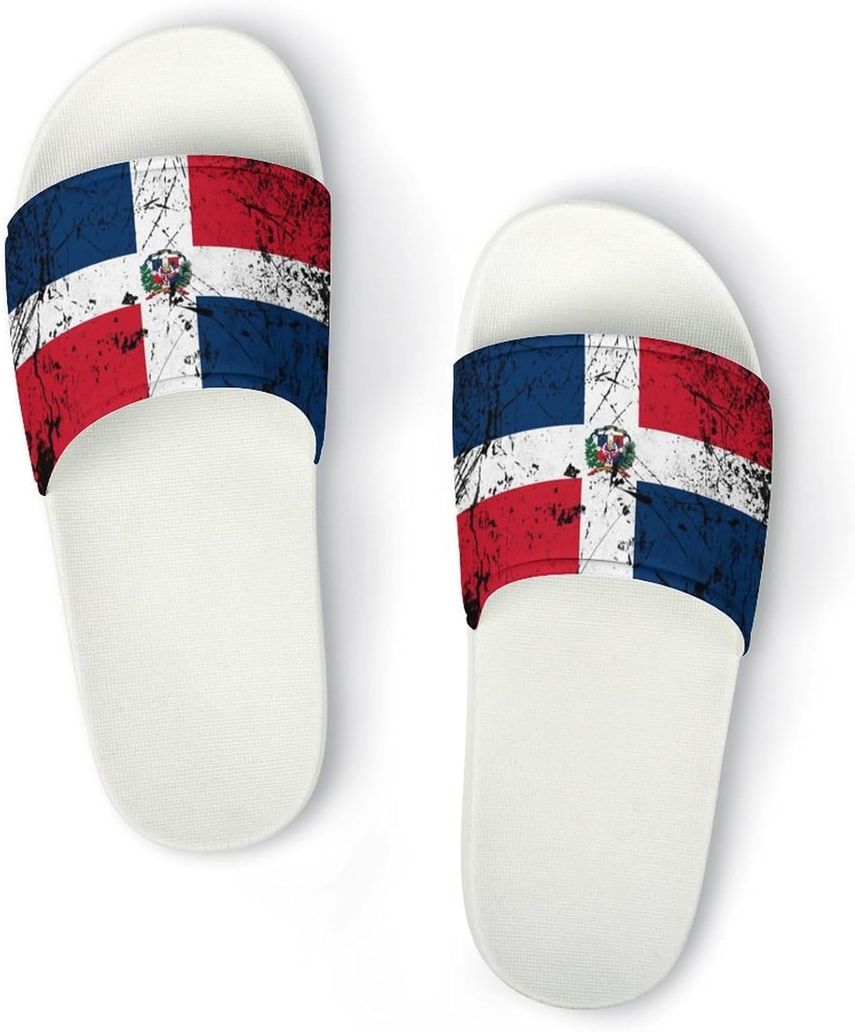 

GTABVECT Тапочки с текстурой гранж, флаг Доминиканской Республики, для душа, дома, быстросохнущие, нескользящие, для ванной, бассейна, женские и мужские, ПВХ, белый