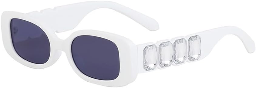 

Прямоугольные солнцезащитные очки для женщин, модные прямоугольные солнцезащитные очки для мужчин, маленькая оправа, квадратные солнцезащитные очки, заушники с бриллиантами WNCKSQ, C10white