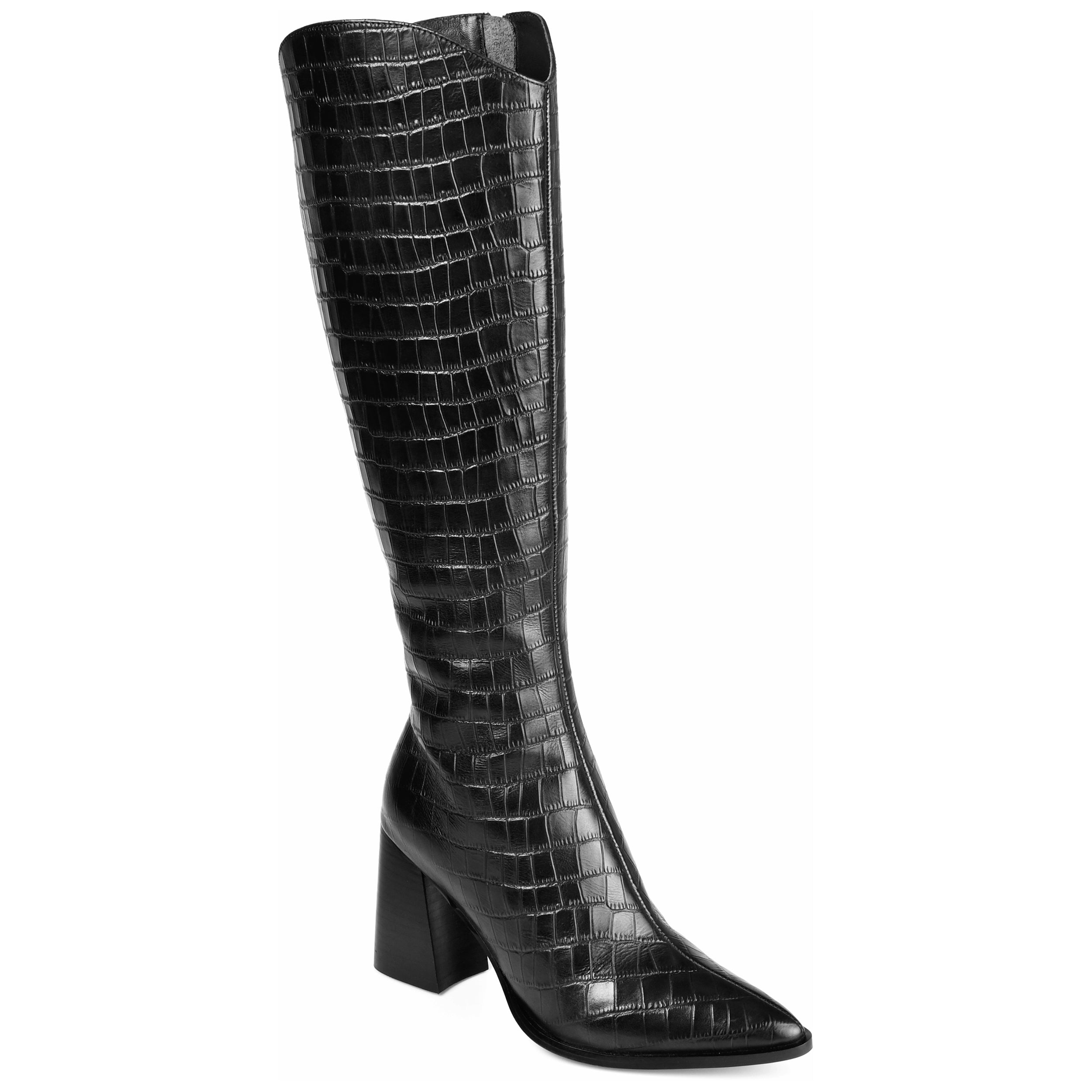 Женские ботинки Journee Signature Wide Calf из натуральной кожи Tru Comfort Foam Laila, цвет croco