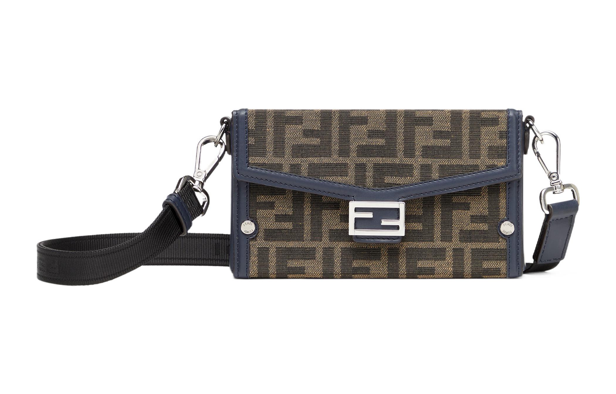

FENDI Кожаная сумка-сумка-багет через плечо мужская коричневая