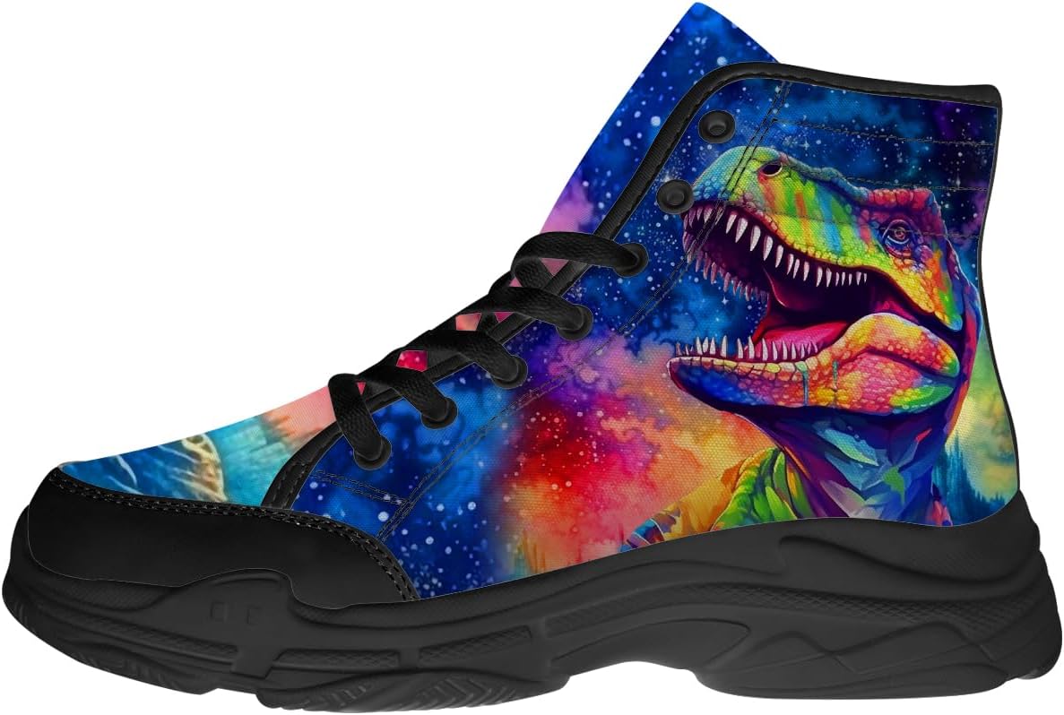 

Мужские высокие кроссовки с динозаврами, с шнуровкой, 3D-принт на текстильной платформе, подарок для него и для нее Generic, 3101 Dinosaur Galaxy Colorful