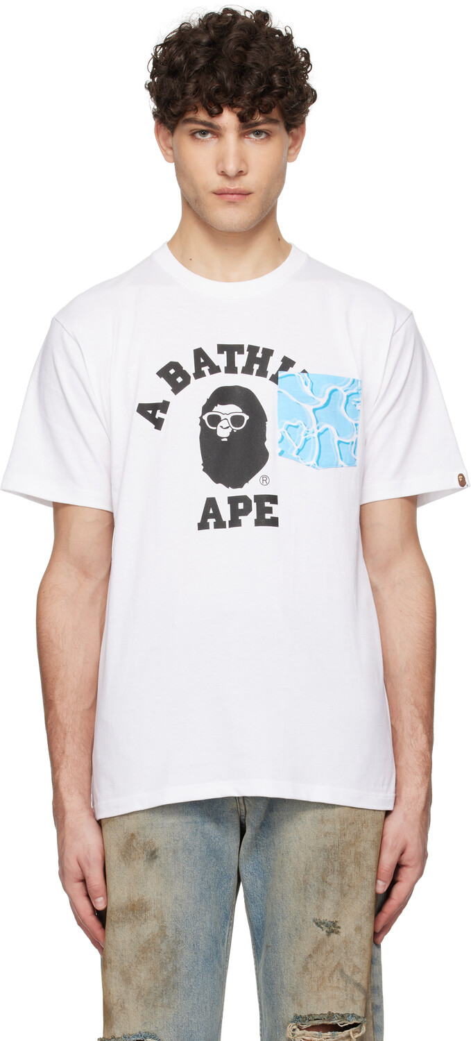 

Футболка с камуфляжным принтом и карманом ABC ea urface BAPE, белый