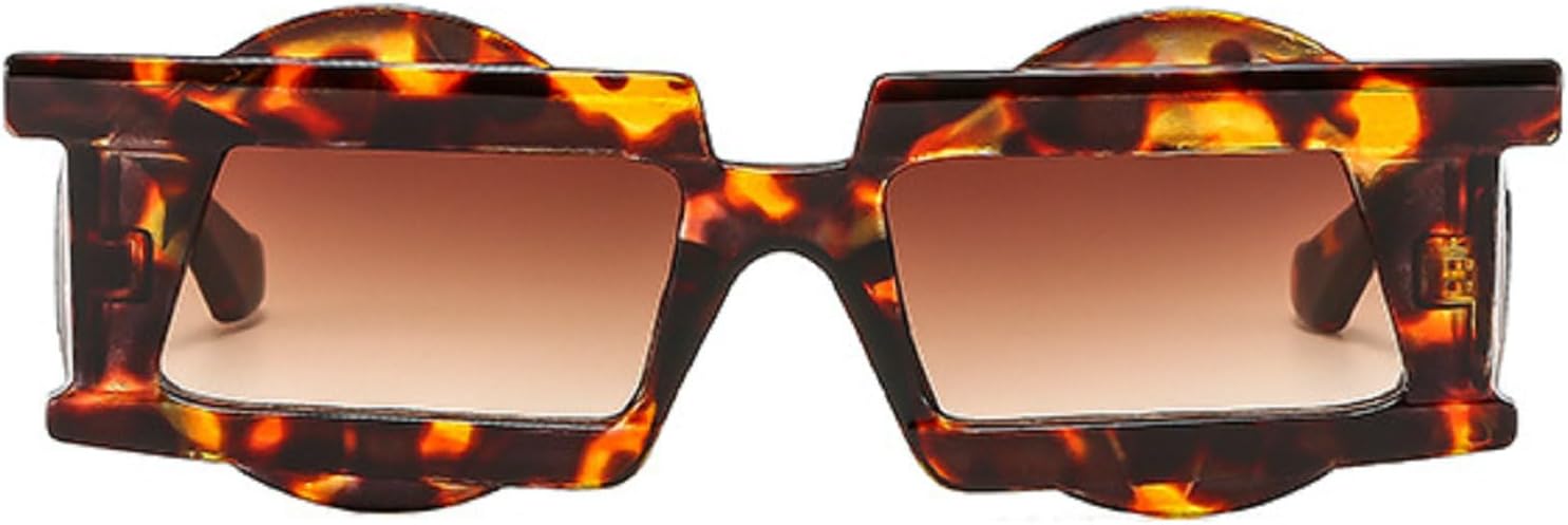 

Ретро уникальные квадратные солнцезащитные очки для женщин, модные двухцветные очки с защитой от УФ-излучения UV400, для мужчин, панк-очки с леопардовым принтом и градиентным переходом цвета mincl, Leopard