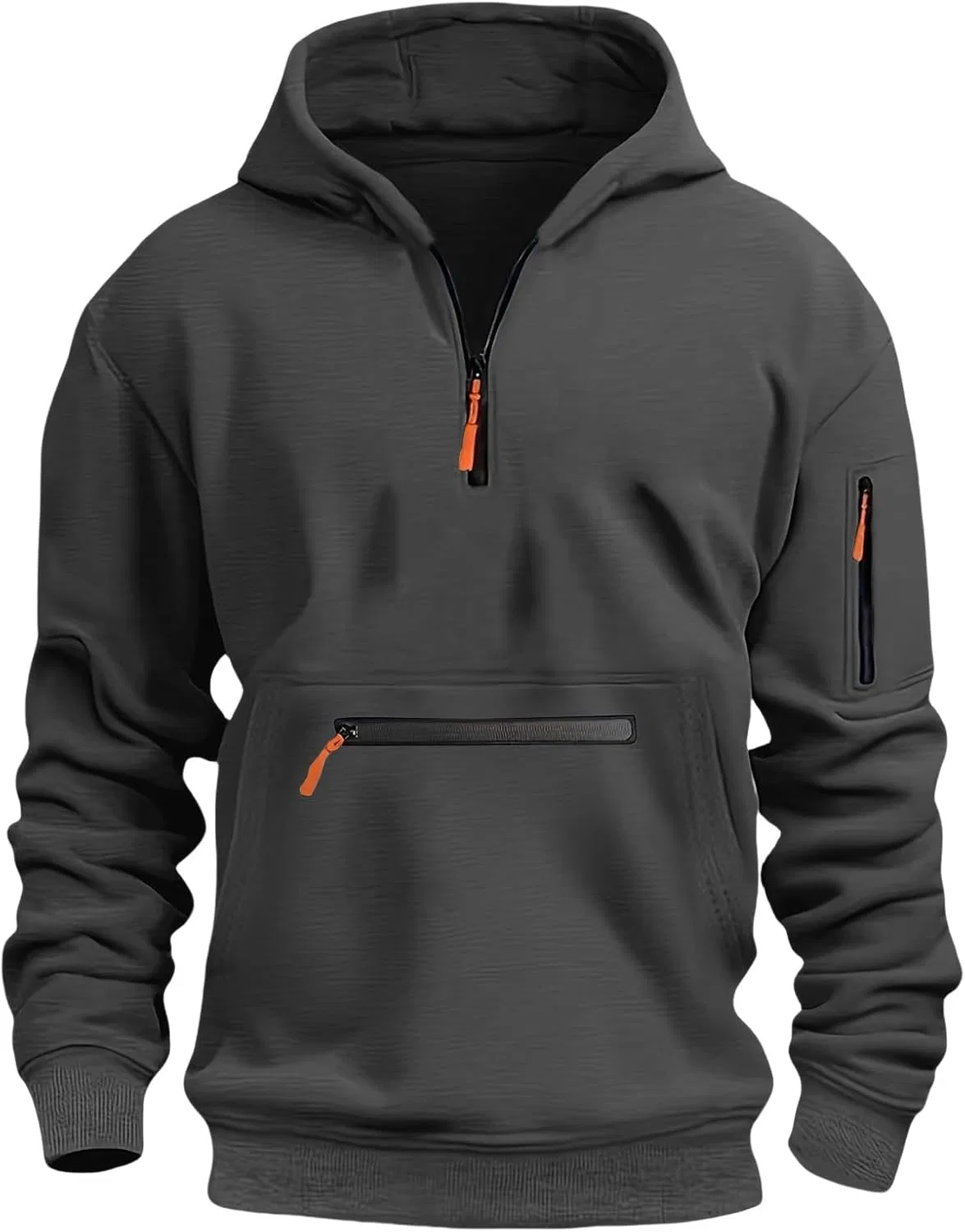 Молодежная худи на молнии, флисовая, Dark Gray — фото 3