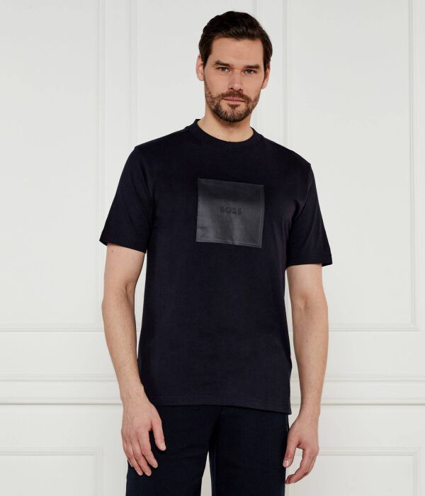 

Футболка с логотипом в рубчик Regular fit Boss Green, синий