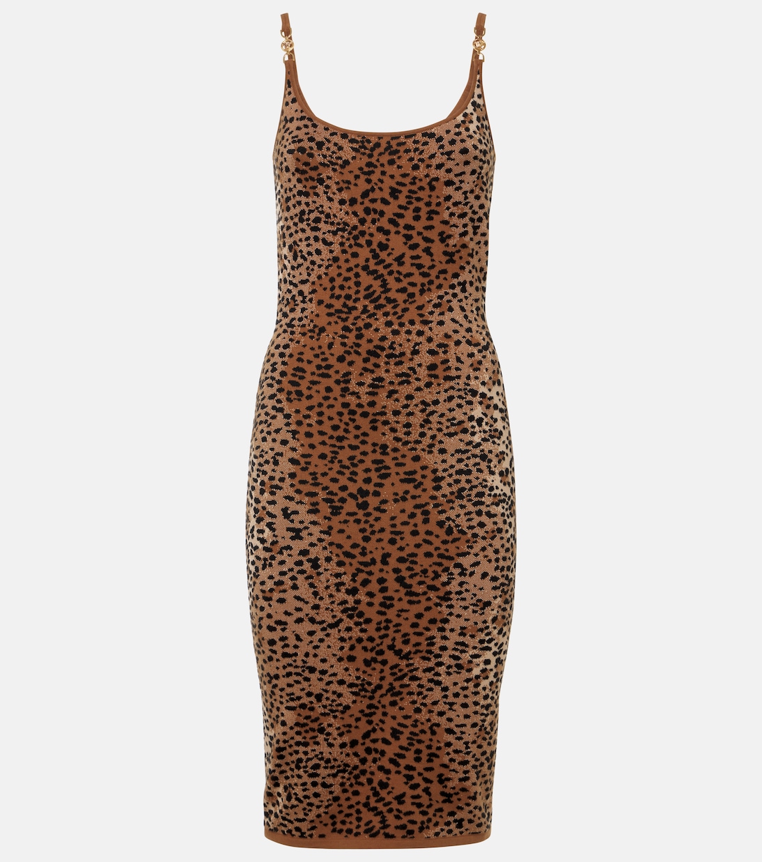 

Трикотажное платье миди с леопардовым принтом Medusa '95 Versace, Brown + Black