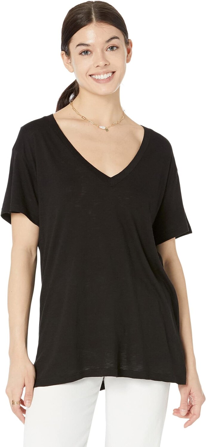 

Футболка LAmade Pacific Boxy V-Neck Tee in Slub Jersey, черный