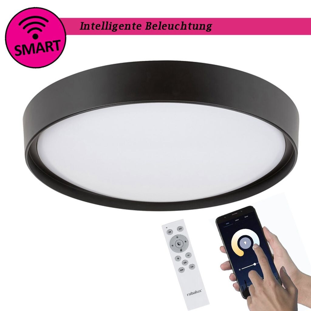 

Потолочный светильник SMART ACHILLES металл черный LED 2700-6500K Высота: 11см Ø50см с регулировкой яркости Rabalux