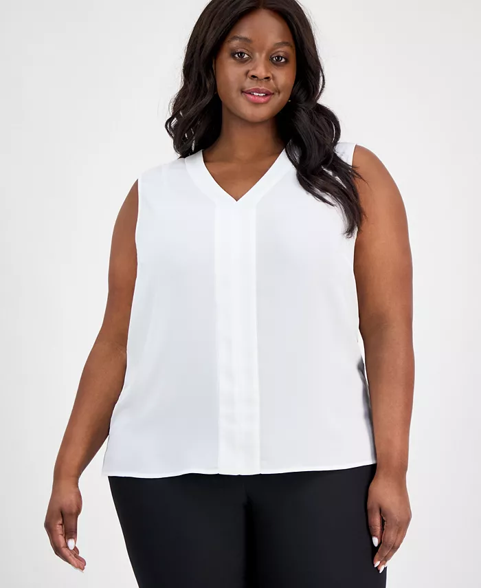 

Блузка без рукавов с V-образным вырезом Plus Size Kasper, белый