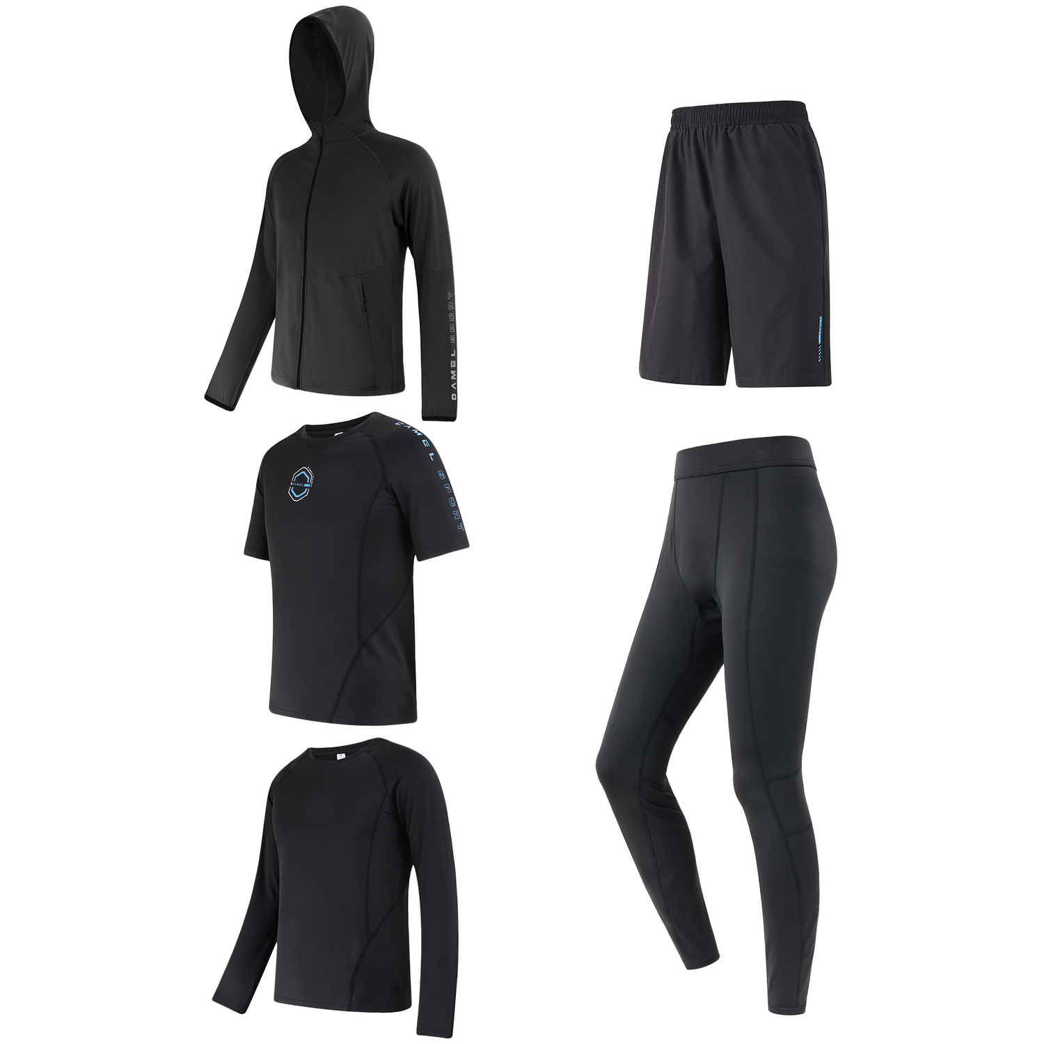 

Растягивающийся дышащий пятипредметный фитнес-комплект для мужчин CAMEL