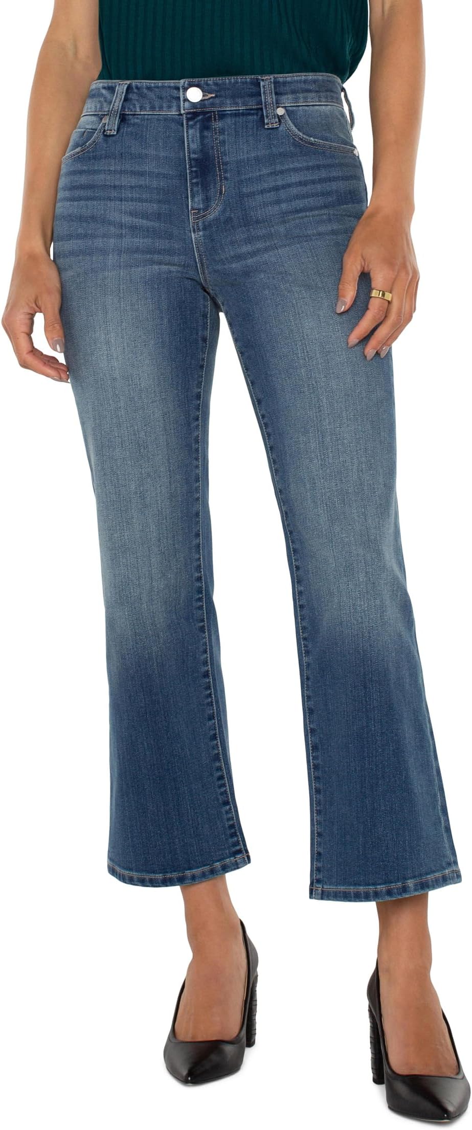 

Джинсы Liverpool Los Angeles Hannah Mid-Rise Cropped Flare Eco Denim, цвет Forest Hills