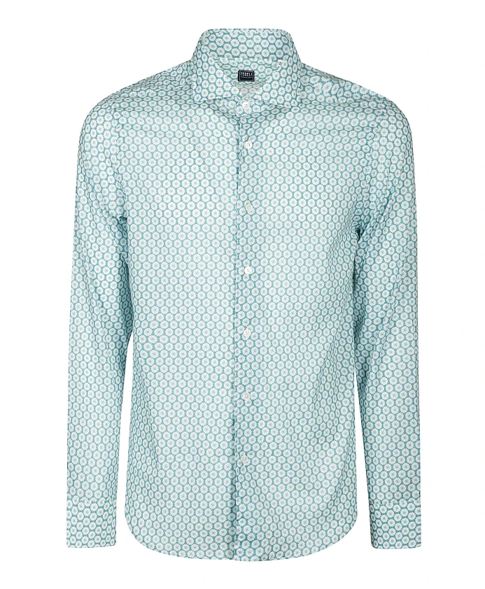 

Рубашка из пике приталенного кроя из хлопка Fedeli, синий