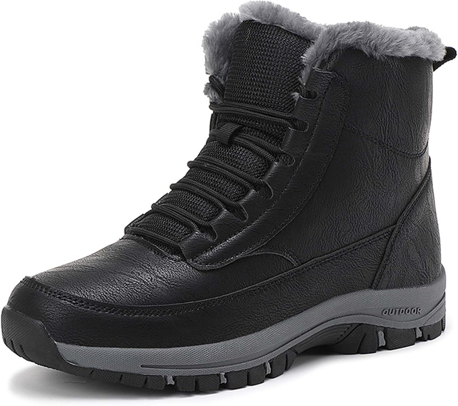 

Зимние ботинки для мужчин и женщин с теплой плюшевой подкладкой, противоскользящие, высокие, для зимних видов спорта, водонепроницаемые и повседневные прогулочные ботинки Generic, черный
