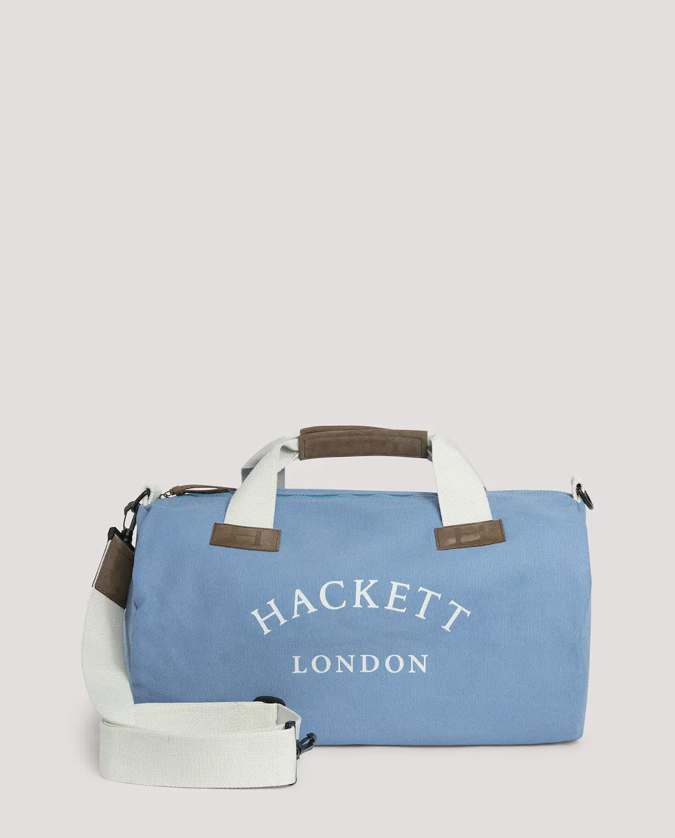 

Мужская дорожная сумка из холста с кожаными деталями Hackett, голубой
