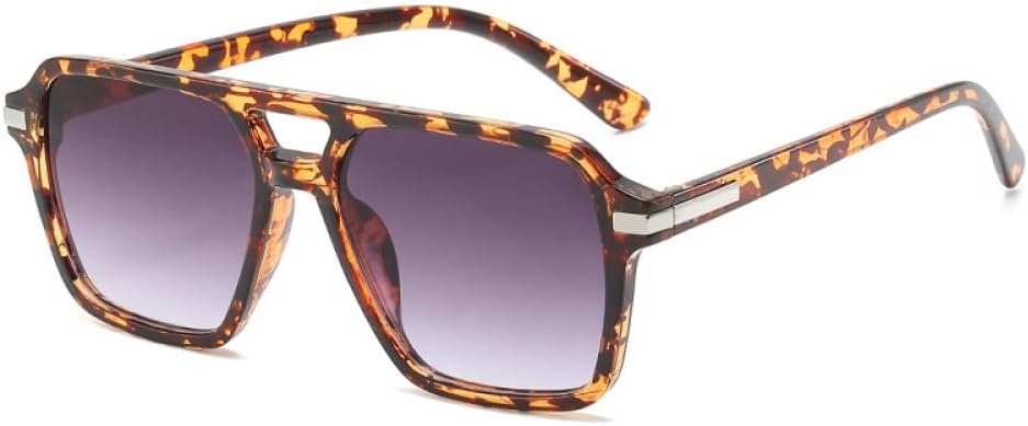 

Винтажные квадратные солнцезащитные очки для мужчин, с градиентным зеркальным покрытием, защита от УФ-излучения UV400, модные солнцезащитные очки для женщин, леопардовый серый цвет, V UOVSAW, Leopard Grey