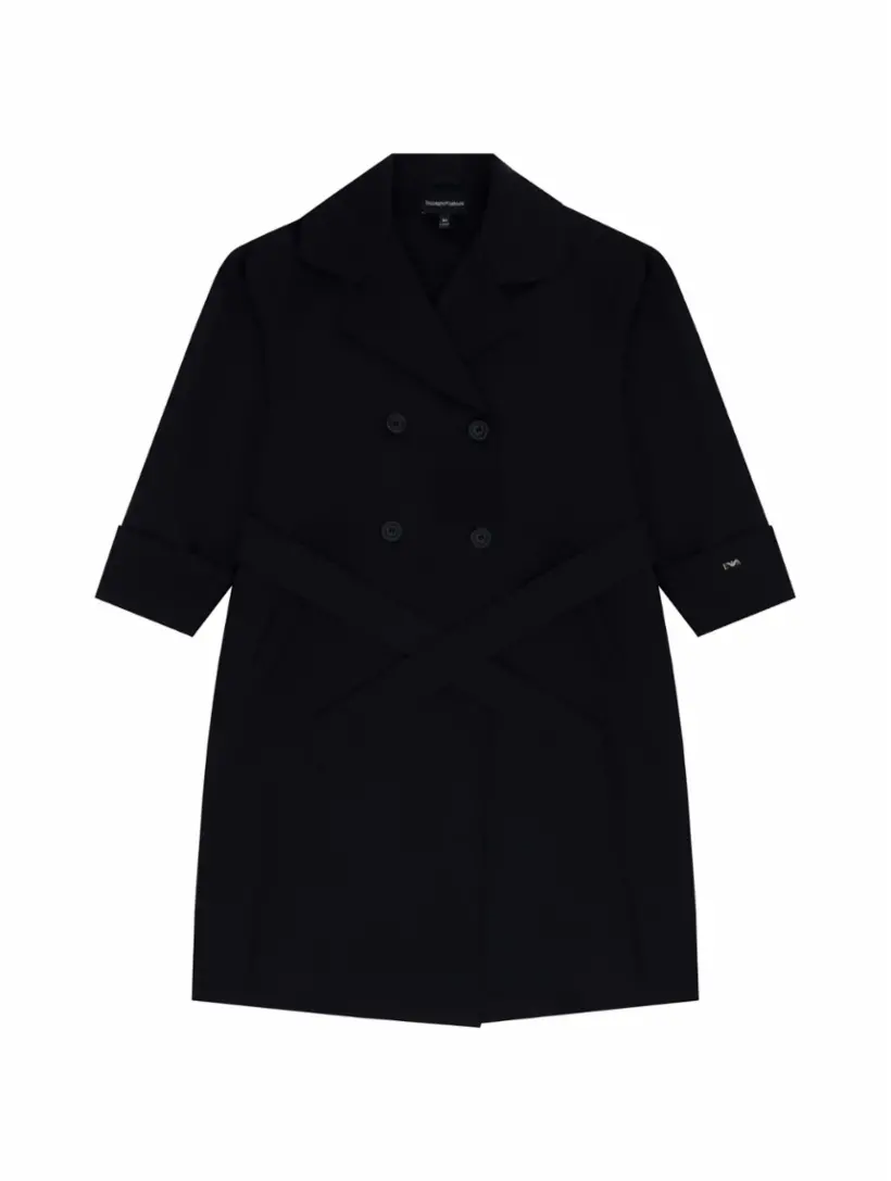 

Шерстяное двубортное пальто EMPORIO ARMANI, тёмно-синий