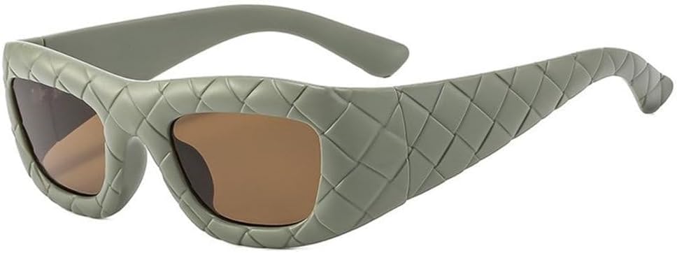 

Винтажные маленькие панк-солнцезащитные очки прямоугольной формы для женщин и мужчин, роскошные солнцезащитные очки с плетением Intrecciato для женщин, забавные очки TYUVIVO, C3greenbrown