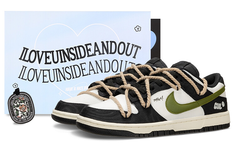 

Кроссовки Nike Dunk Skateboard Shoes Unisex Low-Top Black White Green