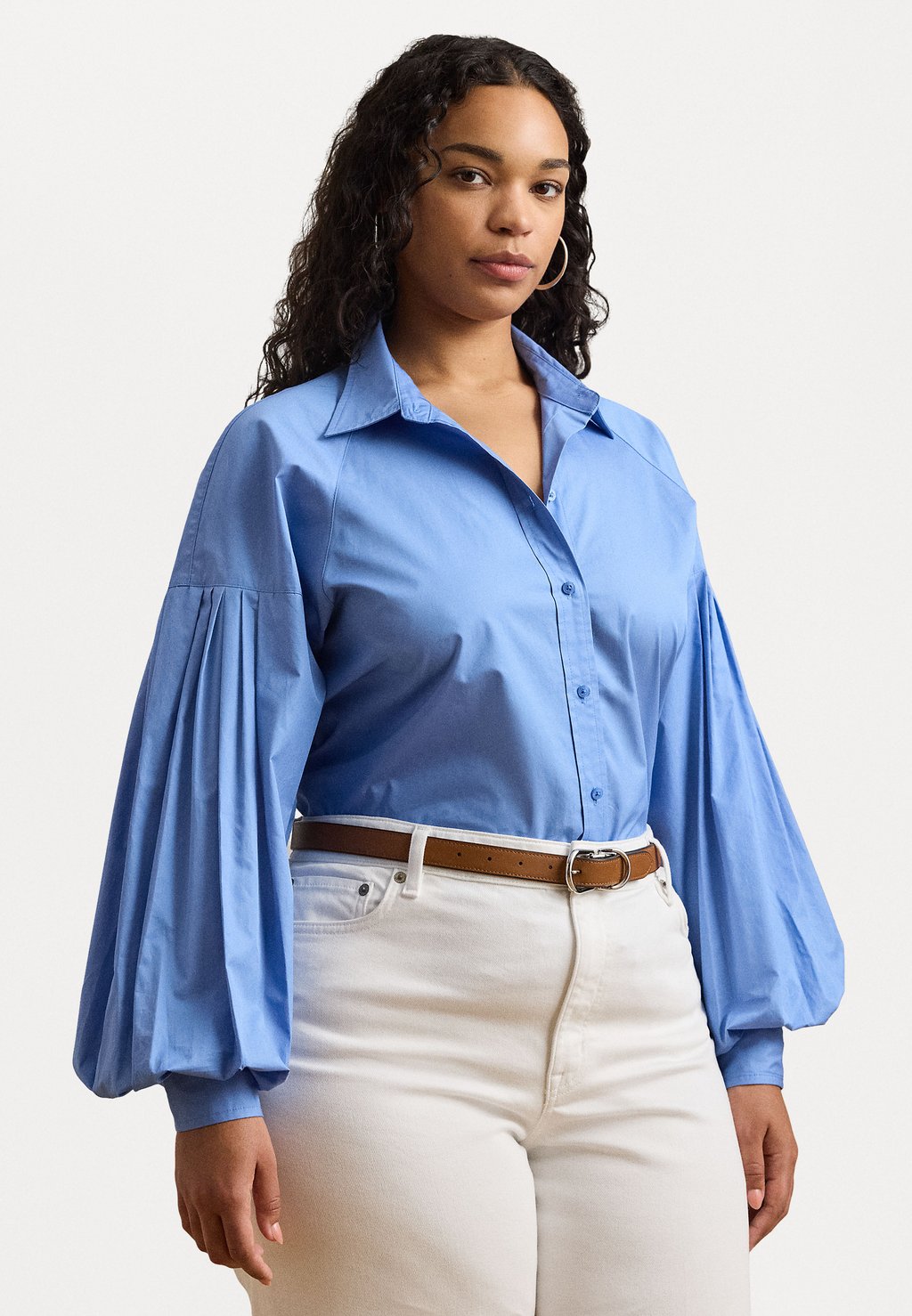 

Блузка на пуговицах COTTON POPLIN BLOUSON SLEEVE SHIRT Lauren Ralph Lauren Woman, светло-голубой