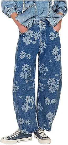 Джинсы boyfriend с принтом Blue Floral