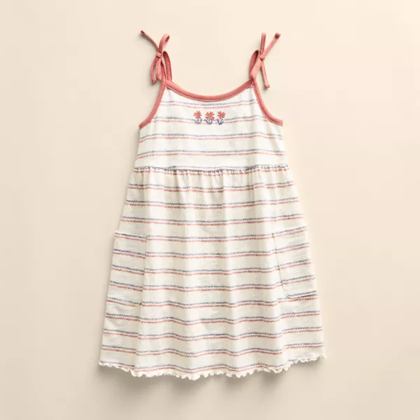 

Органическое платье с карманом и бантом для девочки Baby & Toddler Little Co. By Lauren Conrad, цвет ivory rope stripe