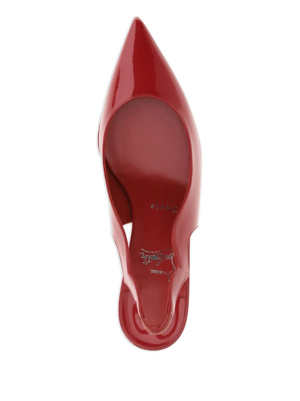 Лакированные туфли с ремешком на пятке Christian Louboutin, красный — фото 4