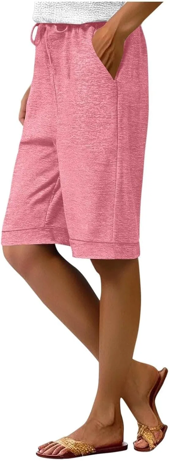 Шорты женские высокие с карманами, Hot Pink
