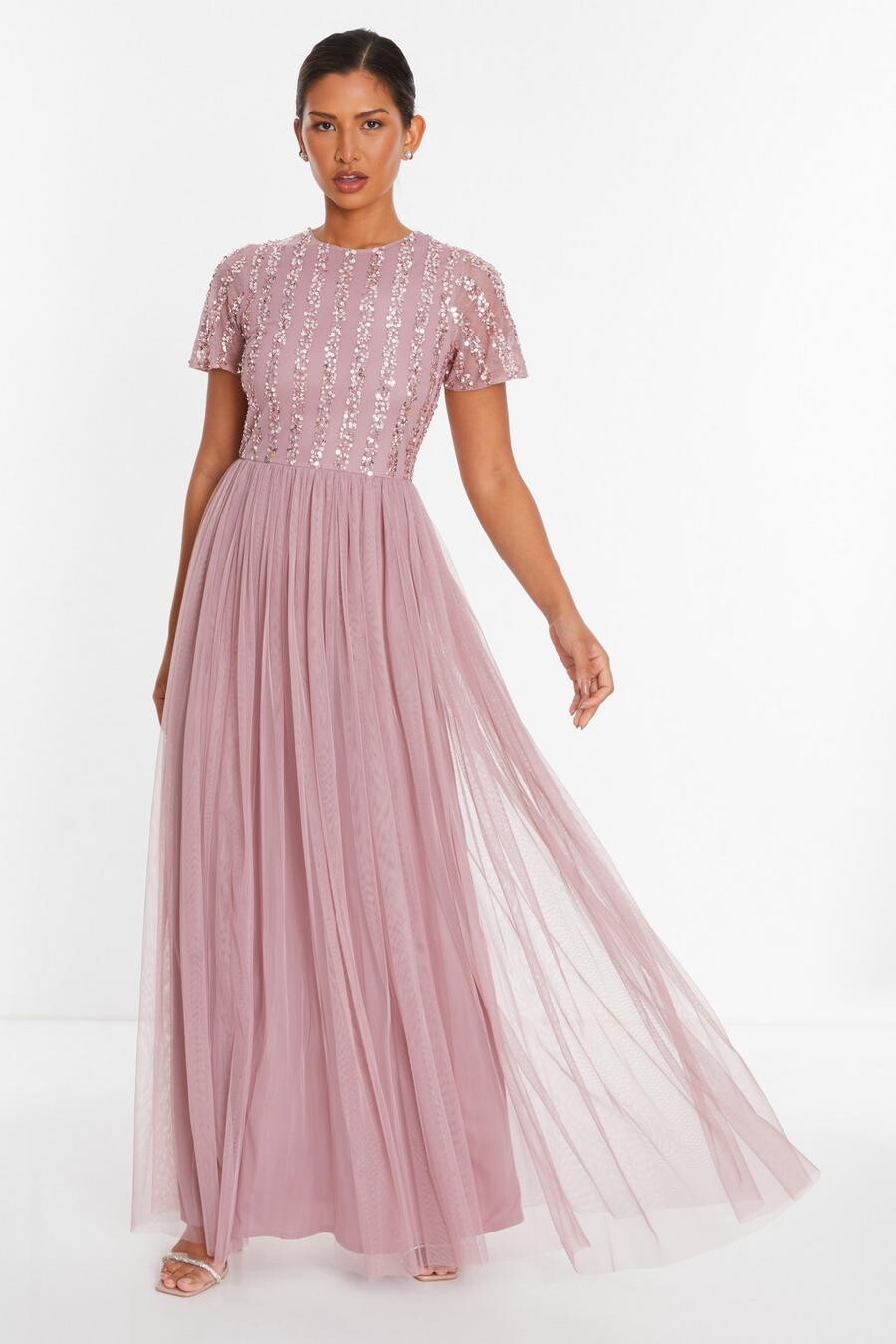 

Розовое платье макси с пайетками QUIZ Clothing