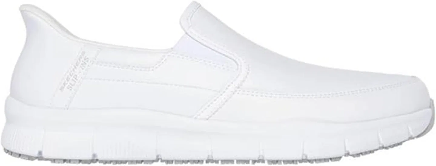 Мужские медицинские рабочие ботинки Skechers Nampa Broxtin, White Leather Synthetic — фото 3