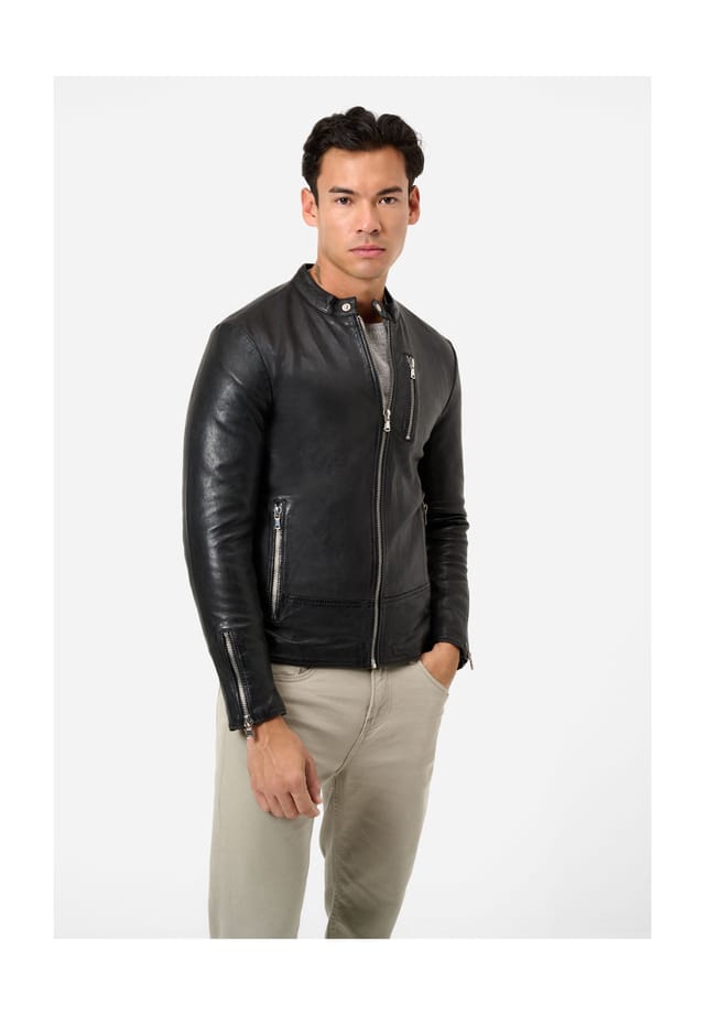 

Кожаная куртка Carlo biker куртка из кожи ягненка Ricano, черный