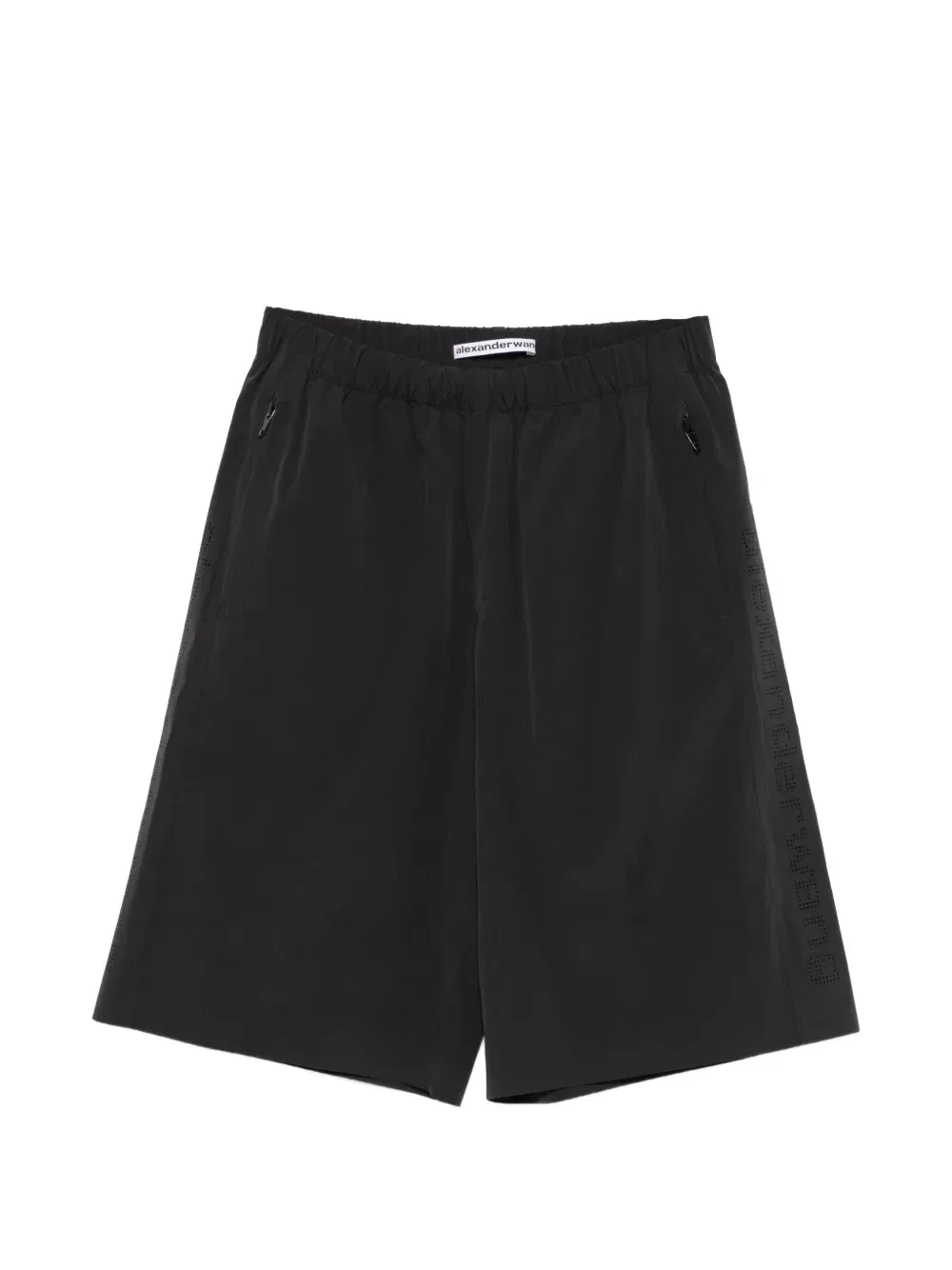 Шорты-бермуды с перфорированным логотипом Alexander Wang, черный
