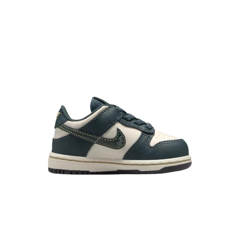 Nike Детские низкие кроссовки Dunk глубокий лесной зеленый светлый слоновой кости белый зеленый антик — фото 2