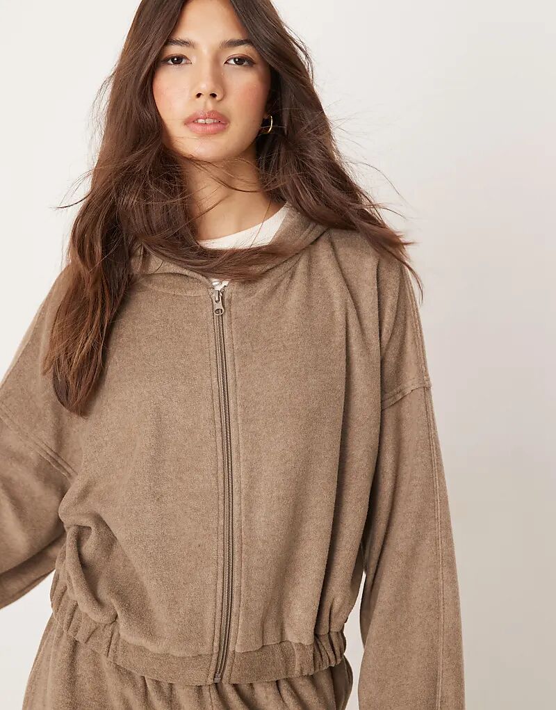 

Толстовка с капюшоном из флиса ASOS DESIGN mix & match коричневого цвета