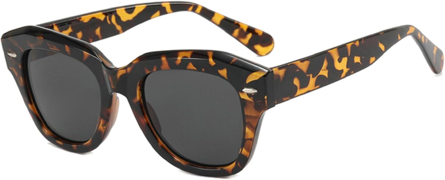 

Ретро-солнцезащитные очки «кошачий глаз» для женщин, защита от УФ-излучения UV400, модные, с заклепками, в стиле панк, мужские солнцезащитные очки 4869 Melrose, Leopard