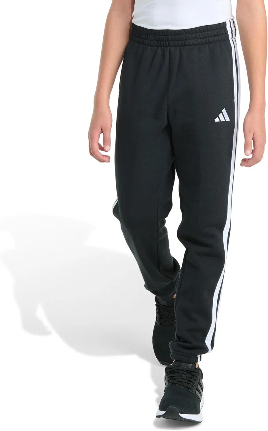 Детские флисовые спортивные брюки Adidas с тремя полосками, черный
