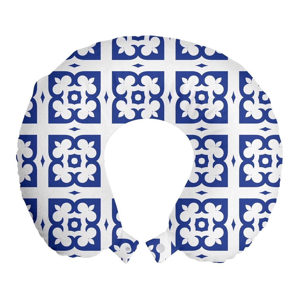 

ABAKUHAUS Абстрактная дорожная подушка для шеи, в стиле ар-деко, пенопластовые дорожные принадлежности для самолета и автомобиля, 30x30 см, персидский синий и белый