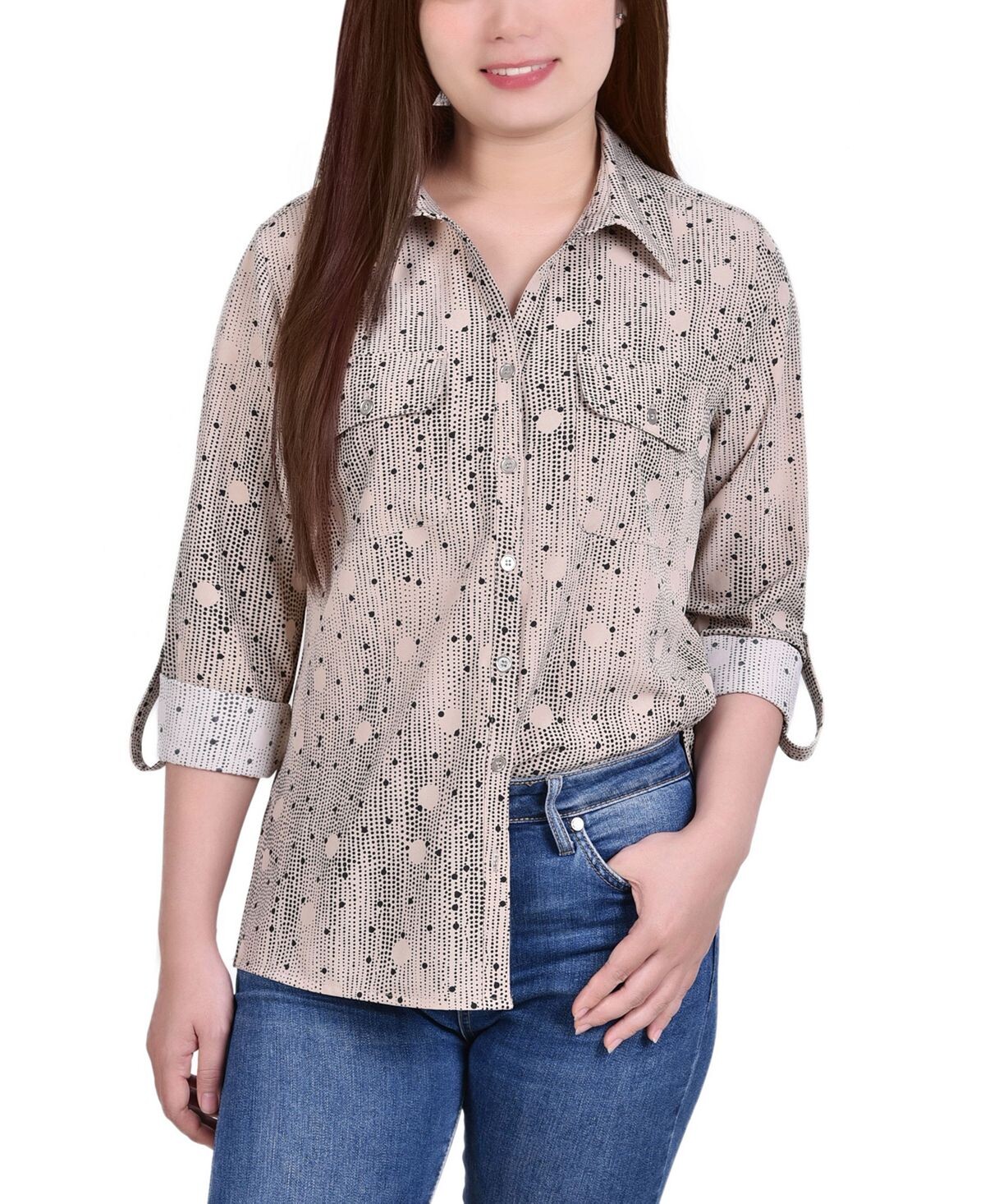 

Женская рубашка длиной 3/4 с карманами NY Collection