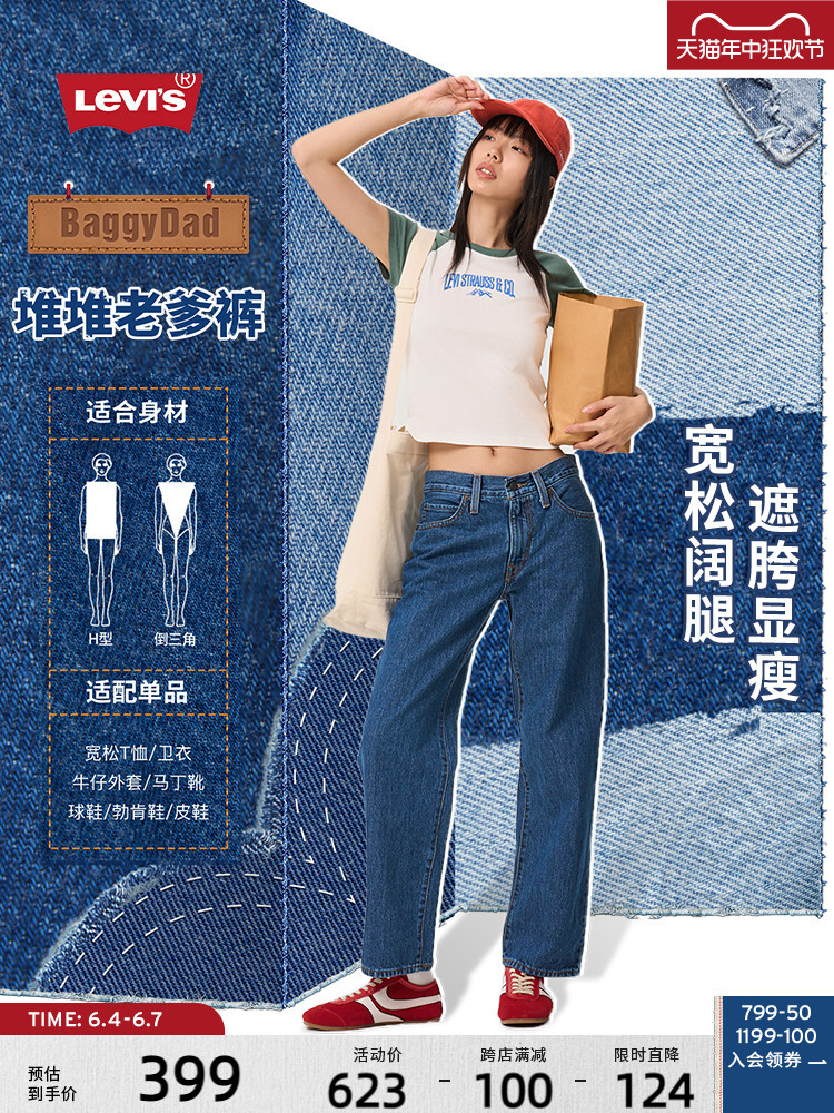 

Брюки джинсовые женские Levi's мешковатые, синий