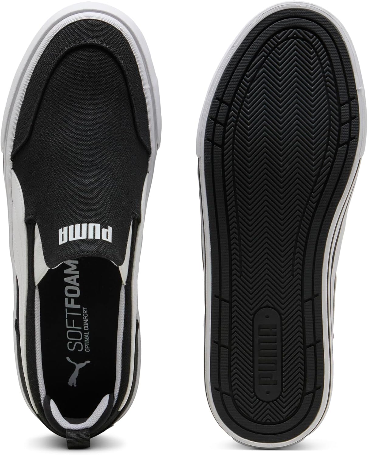Мужские слипоны Puma Court Classic Vulc, белый/черный — фото 4