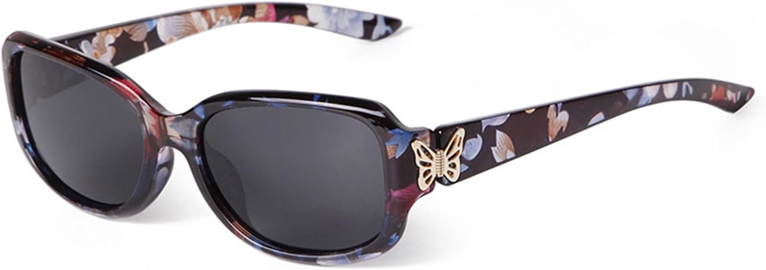 

bullabulling Модные поляризованные солнцезащитные очки овальной формы "бабочка" с обтекаемым дизайном "кошачий глаз", обеспечивающие защиту от УФ-излучения UV400, Flower