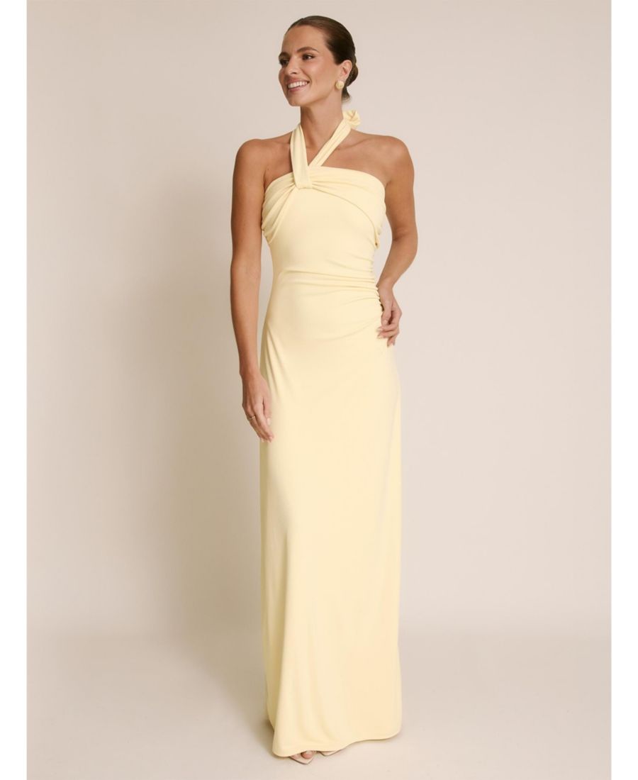 

Женское платье подружки невесты с воротником-халтером из эластичной ткани Six Stories, Lemon