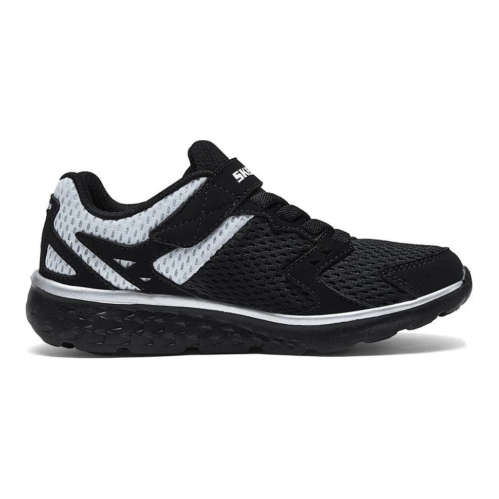 Skechers Kids Детские кроссовки для бега с низким верхом, устойчивые к скольжению и истиранию, черно-белые — фото 3