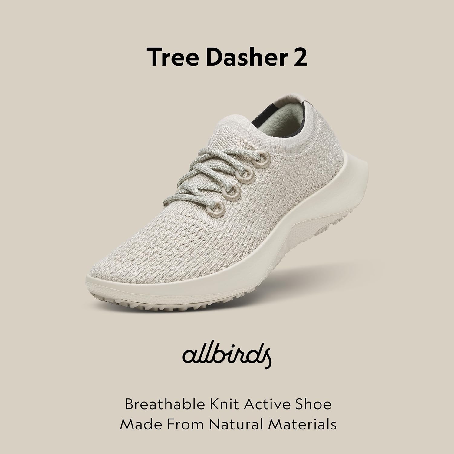 Мужские кроссовки Allbirds Tree Dasher 2 для активного бега и ходьбы, белый/белый — фото 2