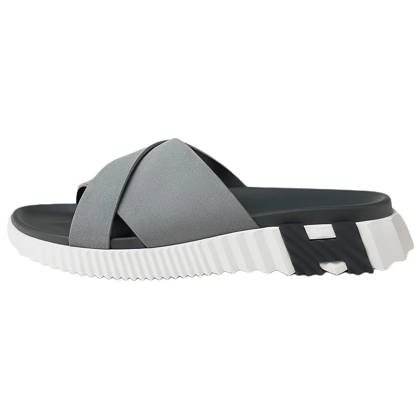 

Тапочки-слайды 4 см мужские серые HERMES, Gray