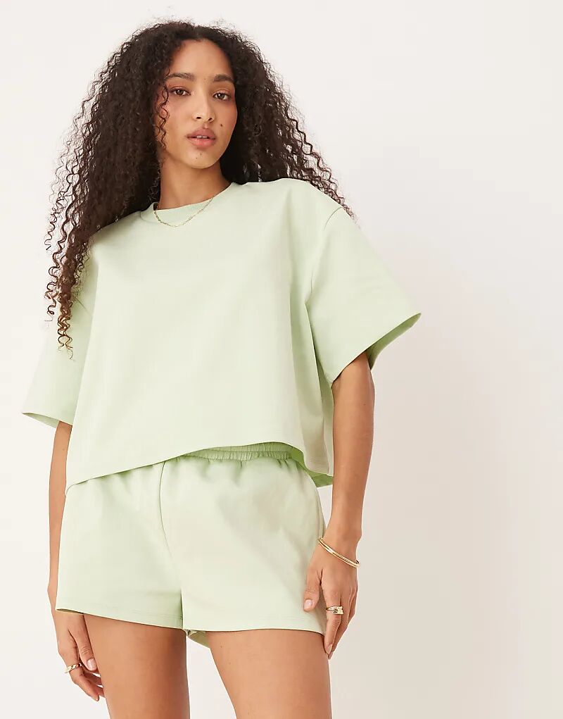 

Укороченная футболка свободного кроя из джерси ASOS DESIGN пастельно-зеленого цвета
