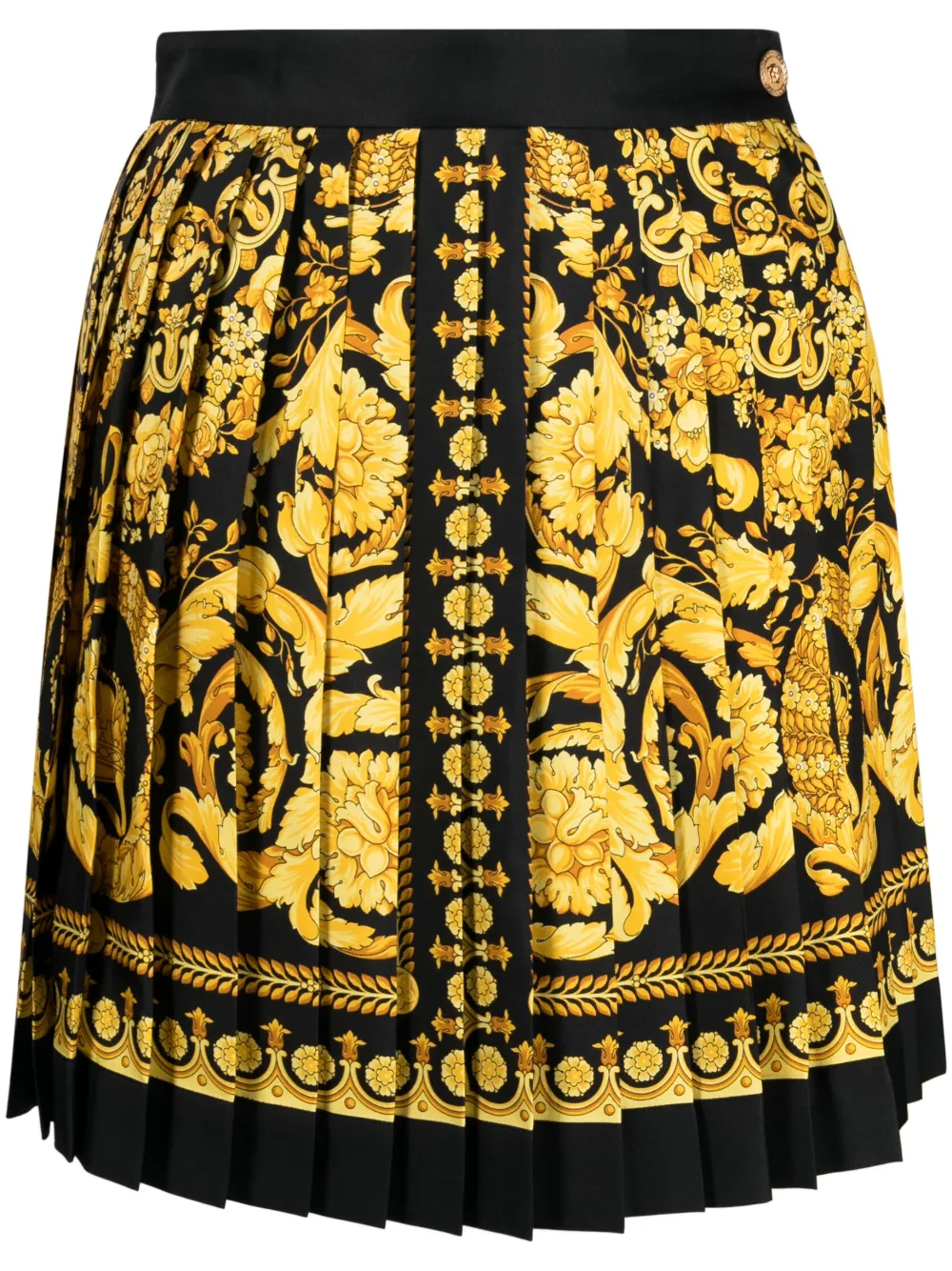 

Плиссированная юбка с принтом Barocco VERSACE, черный