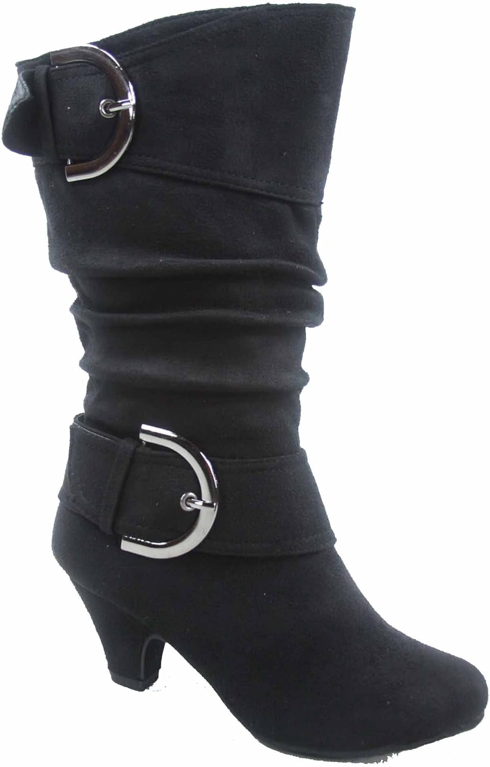 

FZ Auto-9ks Детская мода для девочек Милейшие ботинки с круглым носком и пряжкой, боковой молнией и низким каблуком Generic, Black Sv