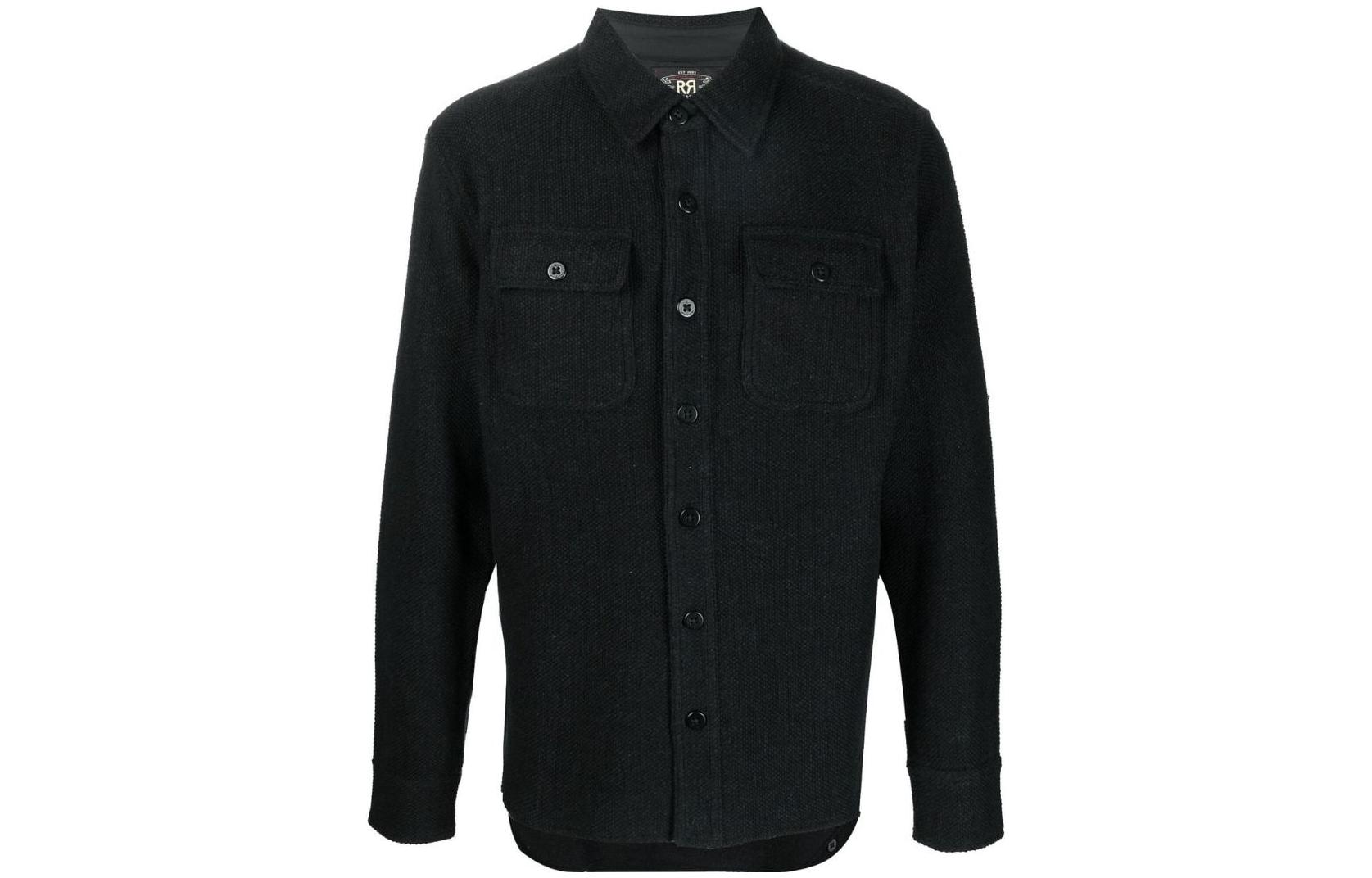 

Ralph Lauren Rrl Вязаная хлопковая утилитарная рубашка Double RL, черный