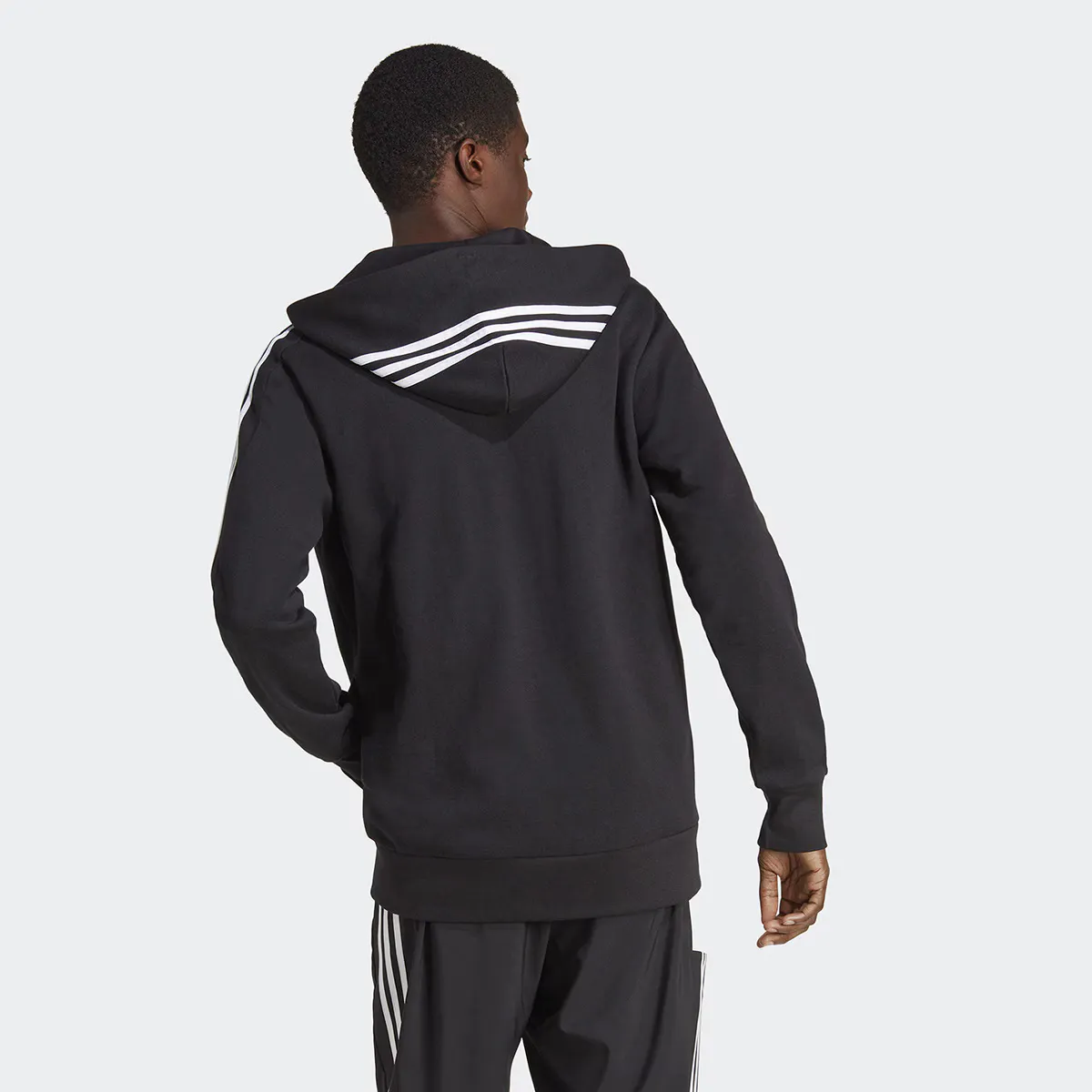 Мужская Essentials Французская махровая куртка в 3 полоски Adidas, чёрный — фото 2